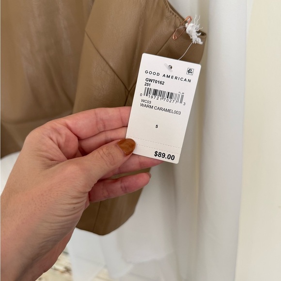 NWT Good American Vegan Leather Tan Top - Picture 7 of 8